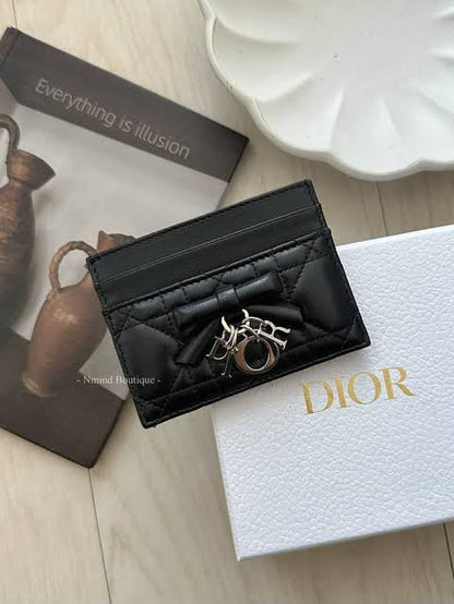 D-I-O-R Lady Dior Freesia Card Holder – Premium Luxury Card Holder (Black)