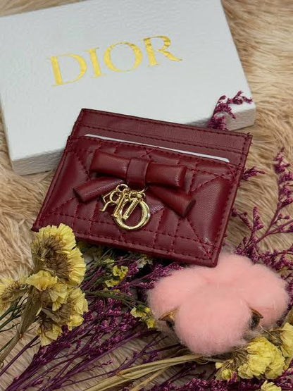 D-I-O-R Lady Dior Freesia Card Holder – Premium Luxury Card Holder (Red)