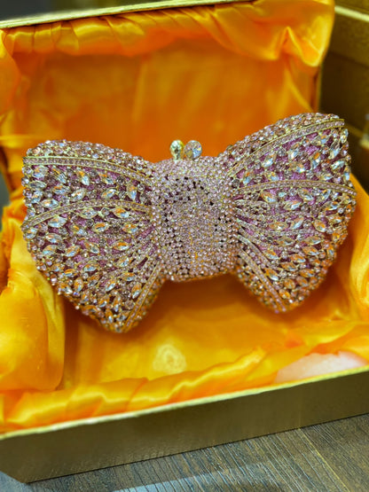 Sparkling Bow-Knot Rhinestone Clutch Bag – Luxury Women’s Crystal Evening Purse (Design A)