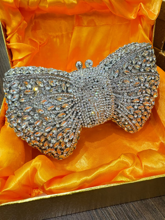 Sparkling Bow-Knot Rhinestone Clutch Bag – Luxury Women’s Crystal Evening Purse (Design A)
