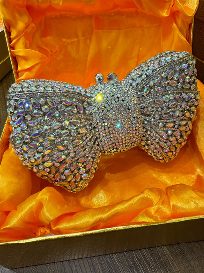 Sparkling Bow-Knot Rhinestone Clutch Bag – Luxury Women’s Crystal Evening Purse (Design A)
