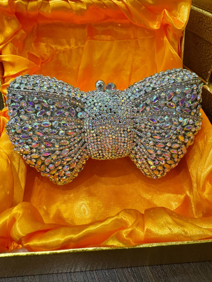 Sparkling Bow-Knot Rhinestone Clutch Bag – Luxury Women’s Crystal Evening Purse (Design A)