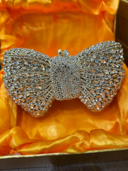 Sparkling Bow-Knot Rhinestone Clutch Bag – Luxury Women’s Crystal Evening Purse (Design A)