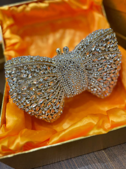 Sparkling Bow-Knot Rhinestone Clutch Bag – Luxury Women’s Crystal Evening Purse (Design A)