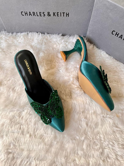 CHARLES & KEITH – Elegant Heels with Brand Box (Green)