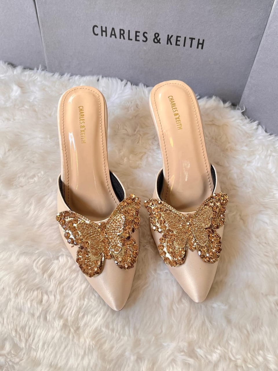 CHARLES & KEITH – Elegant Heels with Brand Box (Gold)