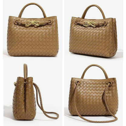 Bottega Veneta Andiamo Women Bag – Intrecciato Leather Top Handle & Crossbody(Brown)