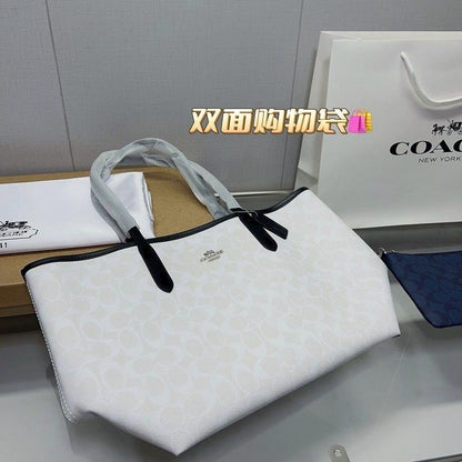 C-O-A-C-H CITY TOTE BAG IN SIGNATURE CANVAS – Women Bag (White/Black)