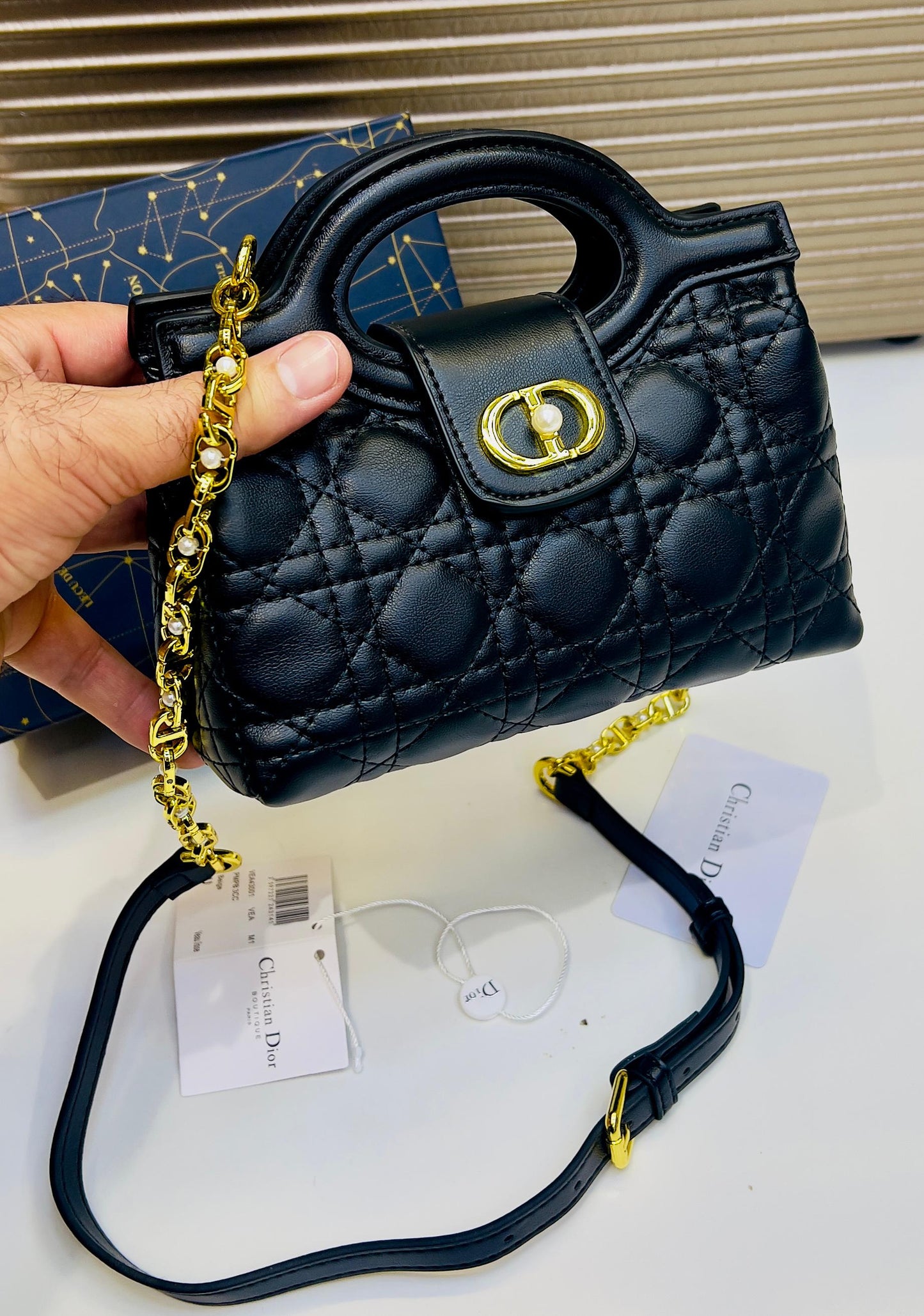C-H-R-I-S-T-I-A-N D-I-O-R Jolie Top Handle Mini Women Bag – Elegant Edition (Black)