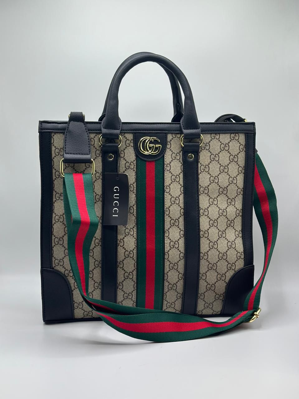 G-U-C-C-I Tote Women Bag – Classic Everyday Edition (Black/Brown)