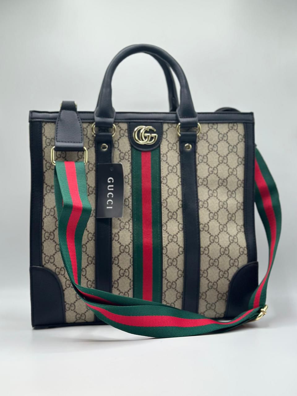 G-U-C-C-I Tote Women Bag – Classic Everyday Edition (Black/Brown)