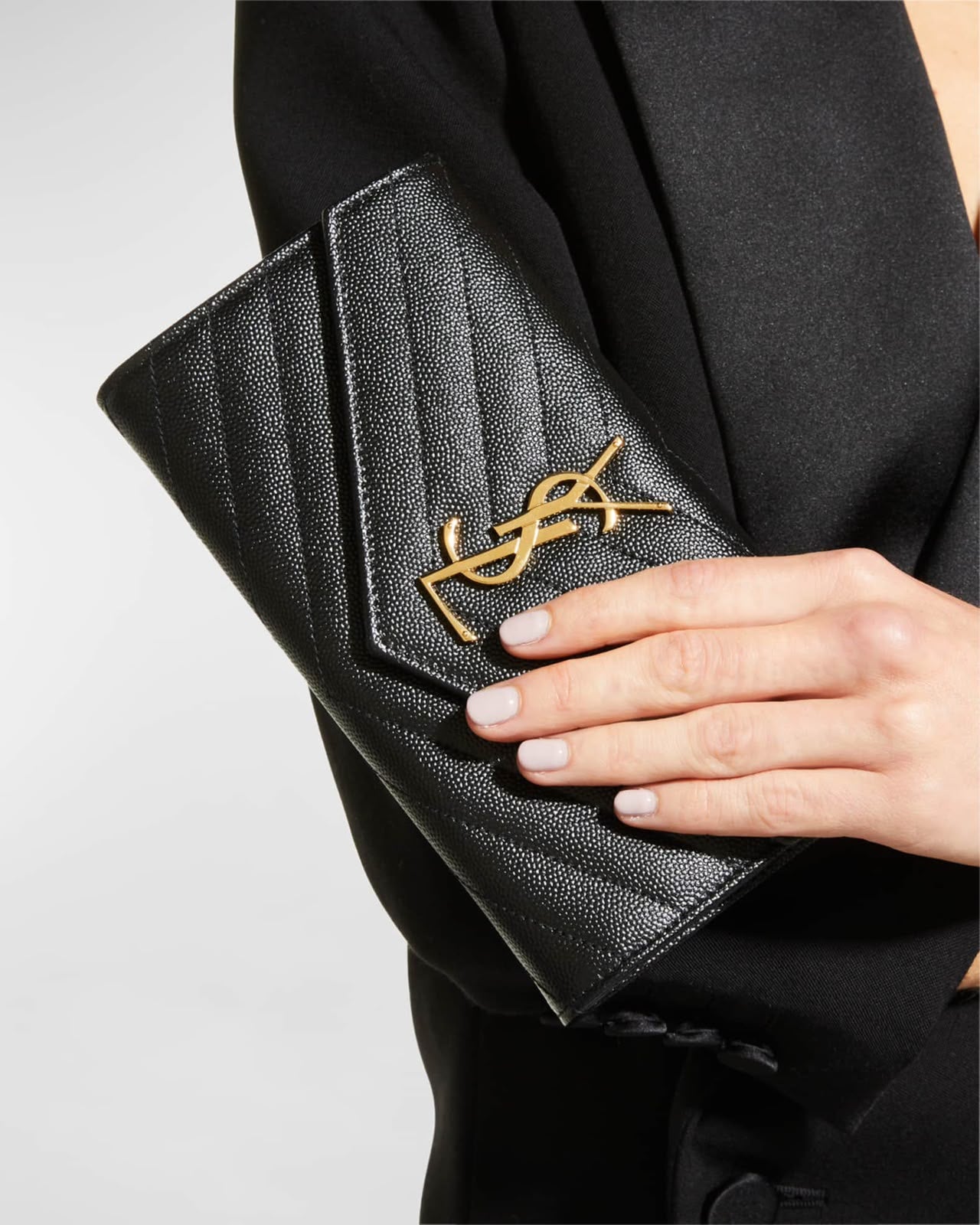 Y-S-L Saint Laurent Cassandre Matelassé Large Flap Wallet – Luxury Women Wallet (Black)