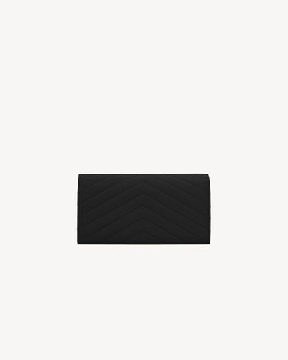 Y-S-L Saint Laurent Cassandre Matelassé Large Flap Wallet – Luxury Women Wallet (Black)