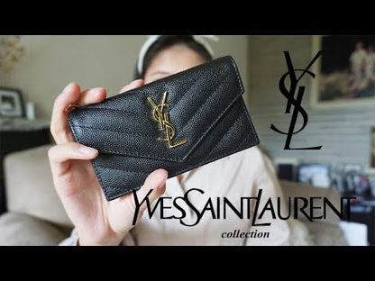 Y-S-L Saint Laurent Cassandre Matelassé Large Flap Wallet – Luxury Women Wallet (Black)