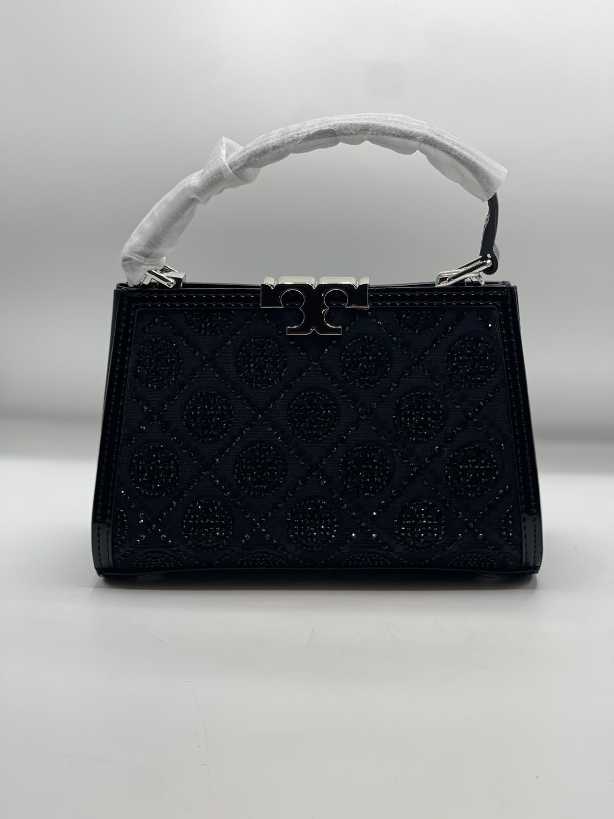 T-O-R-Y B-U-R-C-H Eleanor T Monogram Hotfix Mini Satchel – Signature Luxe Women Bag (Black)