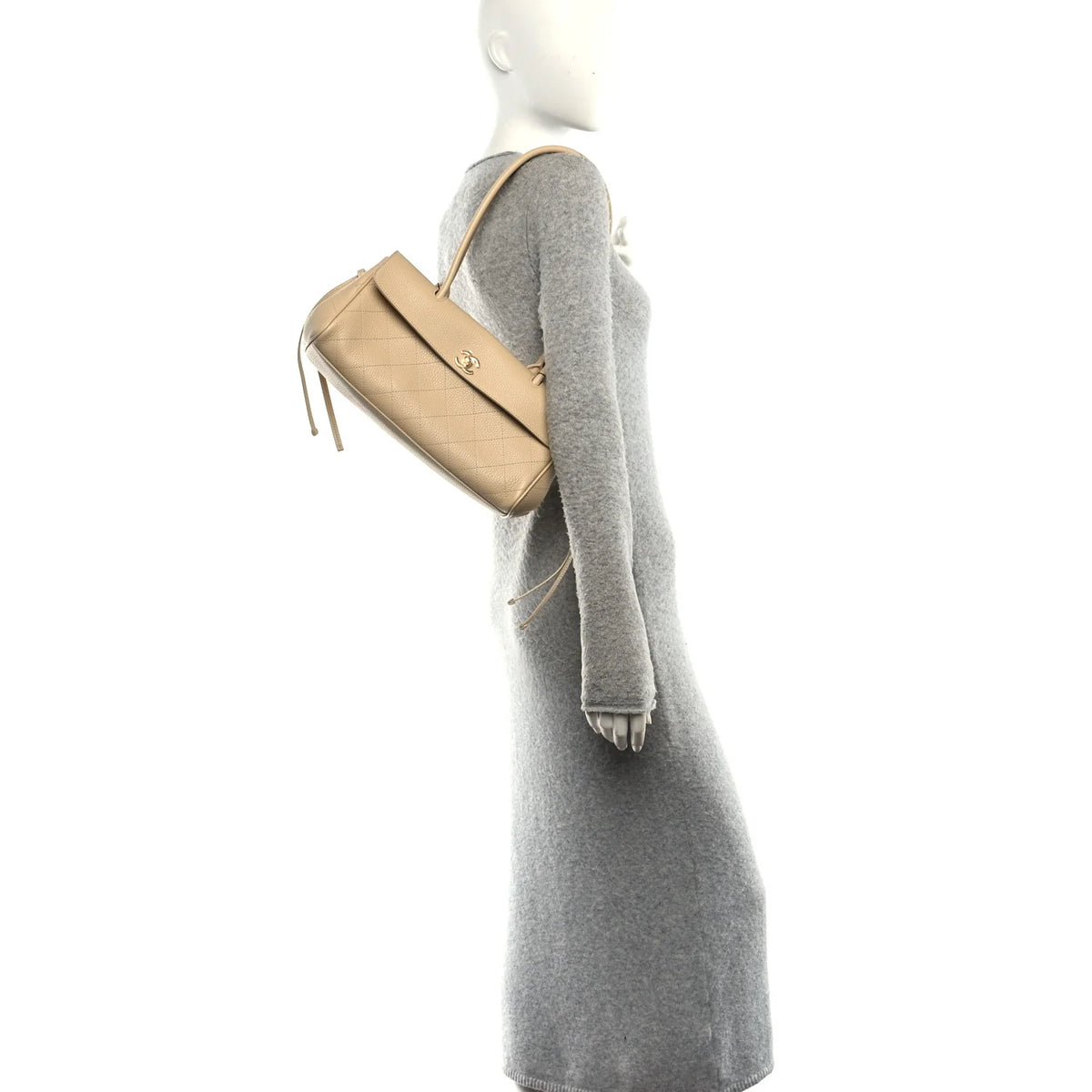 C-H-A-N-E-L Grained Calfskin Stitched Urban Essentials Shopping Bag | Gold Hardware | Luxury Women Bag (Cream)