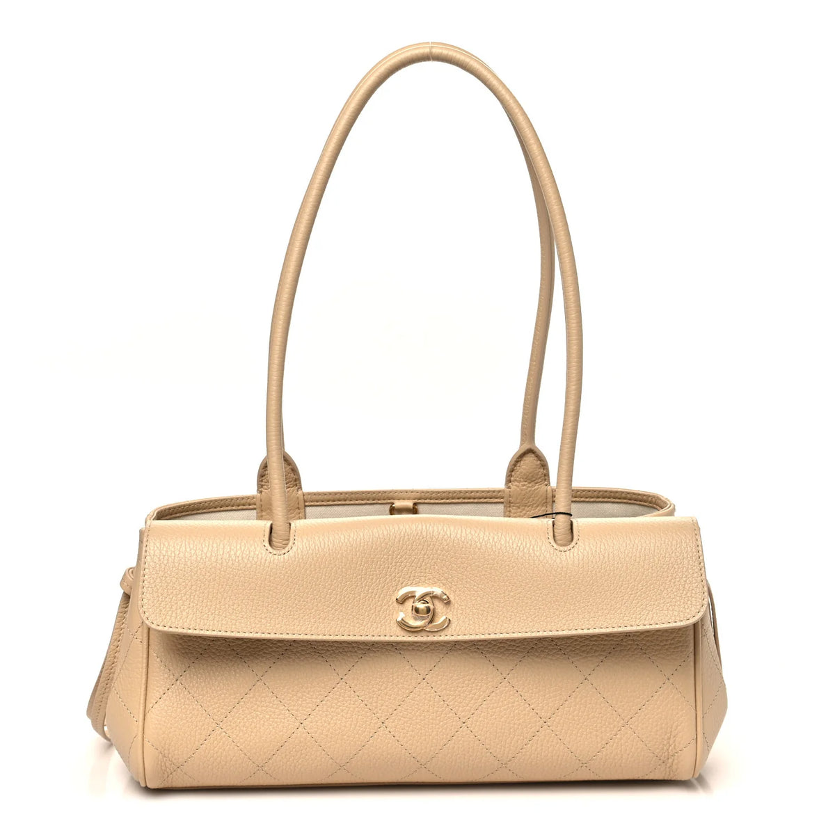 C-H-A-N-E-L Grained Calfskin Stitched Urban Essentials Shopping Bag | Gold Hardware | Luxury Women Bag (Cream)