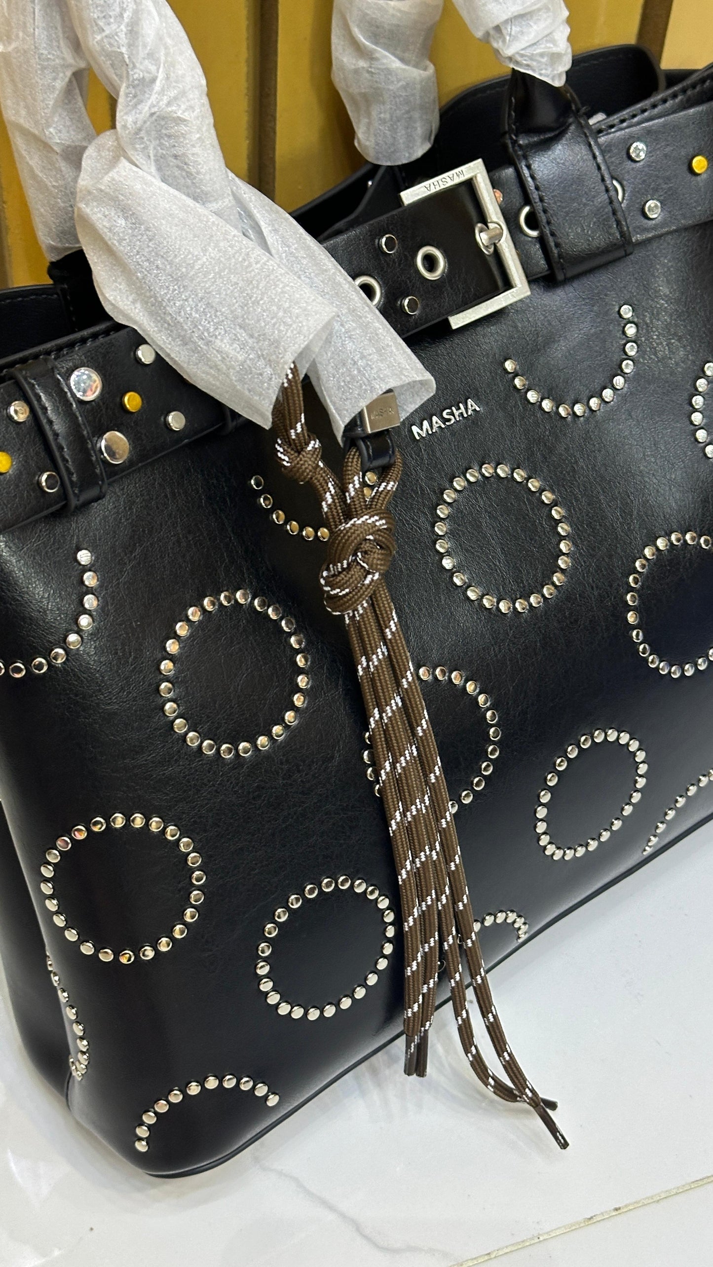 Masha Brand Original Leather Bag – Made in France (Black)