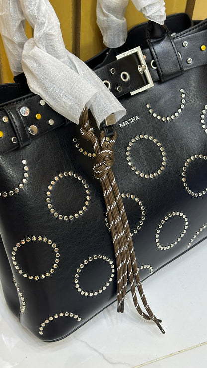 Masha Brand Original Leather Bag – Made in France (Black)