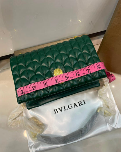B-V-L-G-A-R-I Serpenti Sugarloaf Quilted Shoulder Bag – Master Quality | Box Packaging | Green