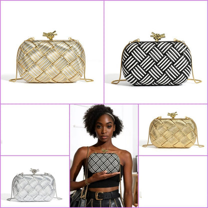 B-O-T-T-E-G-A V-E-N-E-T-A Intreccio Knotted Clutch – Luxury Evening Women Bag (Silver)