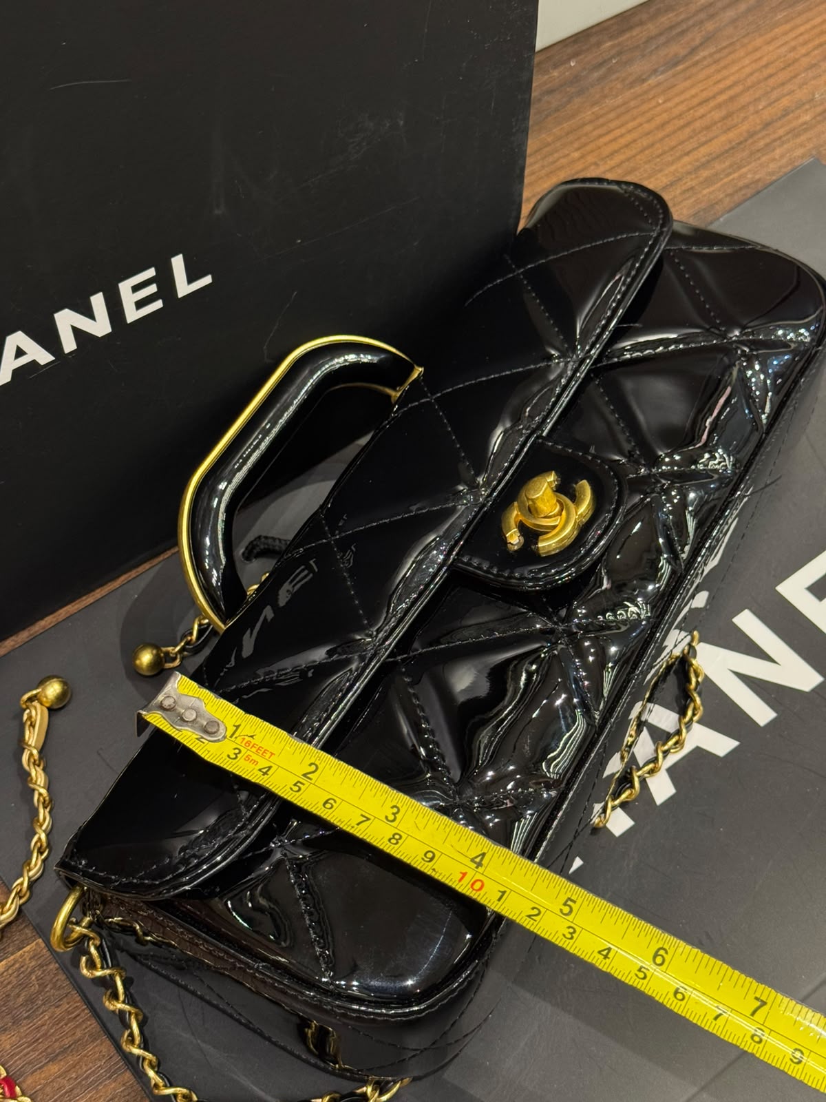 C-H-A-N-E-L 2025 Large Patent Top Handle Bag – Fall/Winter Collection | Premium Quality Women Bag (Silver)
