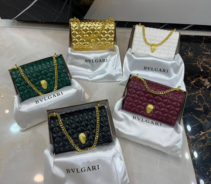 B-V-L-G-A-R-I Serpenti Sugarloaf Quilted Shoulder Bag – Master Quality | Box Packaging | Green