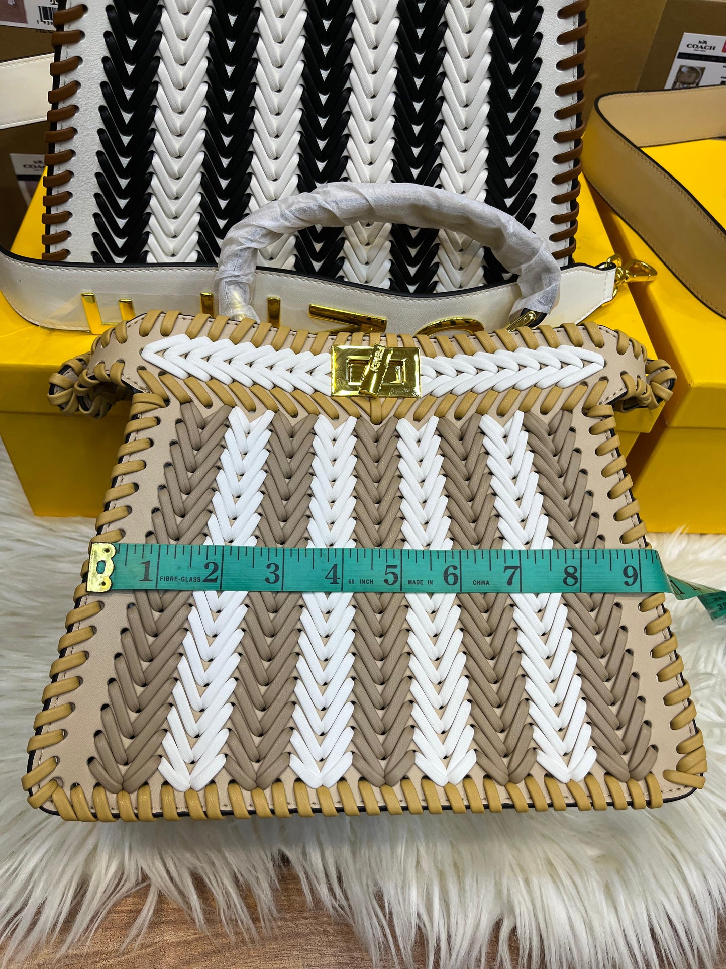 FENDI ICONIC PEEKABOO ISEEU LEATHER – Women Bag (Beige White)