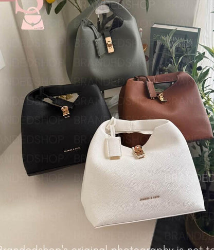 C-H-A-R-L-E-S & K-E-I-T-H Chance Turn-Lock Bucket Bag 2pc Set – Premium Women Bag (Olive Green))