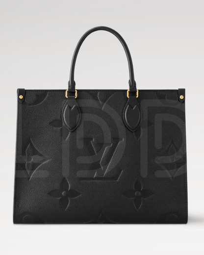 L-O-U-I-S V-U-I-T-T-O-N OnTheGo Handbag with Pouch – 2PC Luxe Women Bag Set (Black-2)