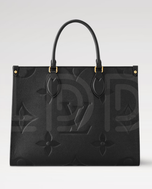 L-O-U-I-S V-U-I-T-T-O-N OnTheGo Handbag with Pouch – 2PC Luxe Women Bag Set (Black-2)