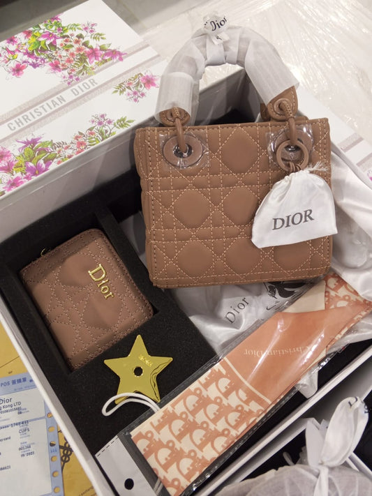 C-H-R-I-S-T-I-A-N D-I-O-R Ultramatte Cannage Lady Dior Bag – Premium Women Bag (Coffee Beige)