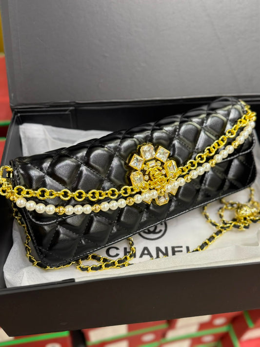 C-H-A-N-E-L Evening Clutch Bag – Luxury Women Bag | Complete Box Packaging (Black)