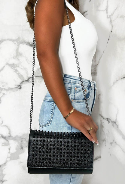 C-H-R-I-S-T-I-A-N L-O-U-B-O-U-T-I-N Paloma Clutch Women Bag – Luxury Spike Edition (Black)