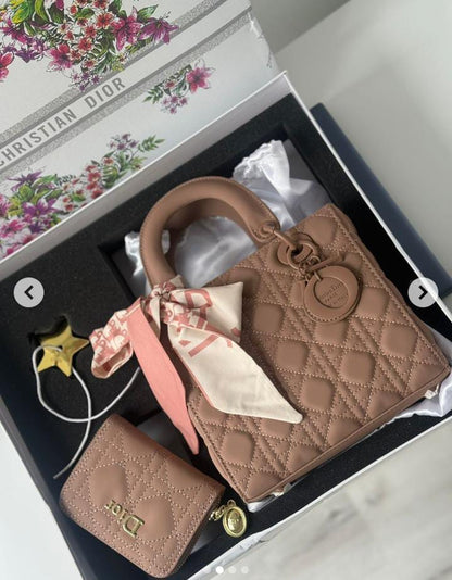 C-H-R-I-S-T-I-A-N D-I-O-R Ultramatte Cannage Lady Dior Bag – Premium Women Bag (Coffee Beige)