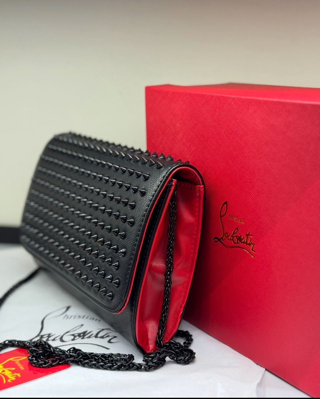 C-H-R-I-S-T-I-A-N L-O-U-B-O-U-T-I-N Paloma Clutch Women Bag – Luxury Spike Edition (Black)