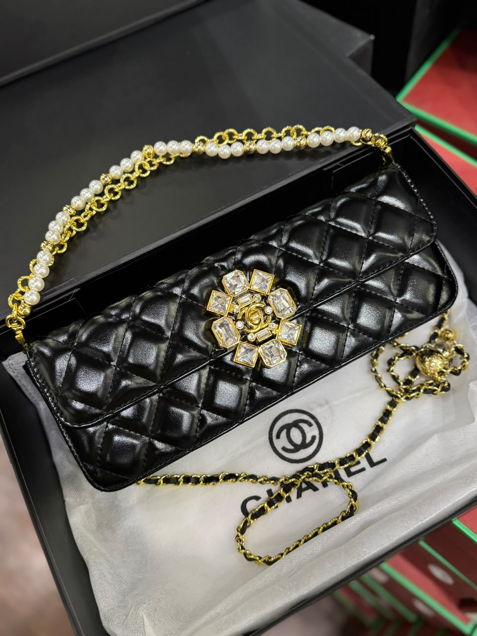 C-H-A-N-E-L Evening Clutch Bag – Luxury Women Bag | Complete Box Packaging (Black)