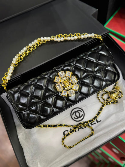 C-H-A-N-E-L Evening Clutch Bag – Luxury Women Bag | Complete Box Packaging (Black)