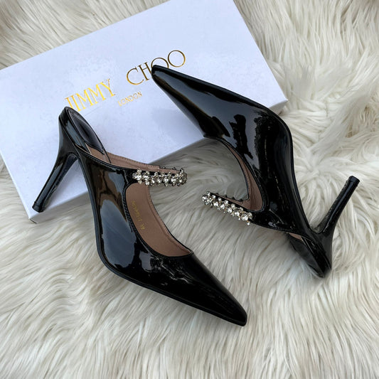 JIMMY CHOO – Women Heel Pumps | Master Quality Patent Leather (Black)