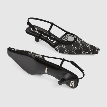 G-U-C-C-I WOMEN’S SLINGBACK PUMPS – Women Heels (Black)