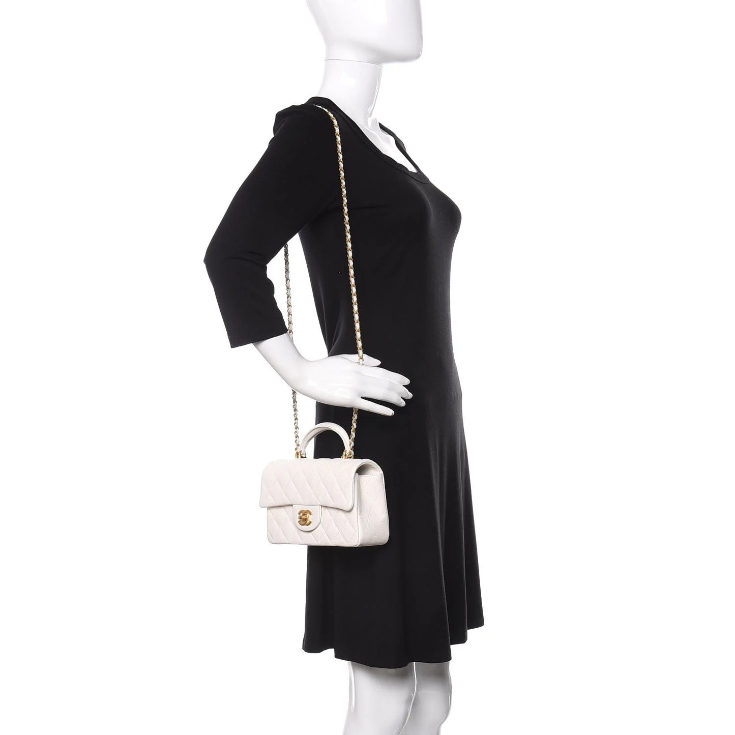 C-H-A-N-E-L Quilted Mini Top Handle Rectangular Flap Bag – Luxury Women Bag (White)