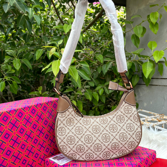 T-O-R-Y B-U-R-C-H Cross Shoulder Bag – Premium Quality Women Bag | Complete Brand Packaging (Beige Brown)