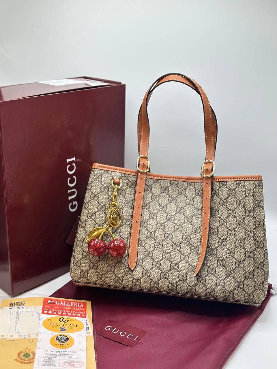 G-U-C-C-I Emblem Medium Tote Bag – Premium Women Tote Bag (Beige)