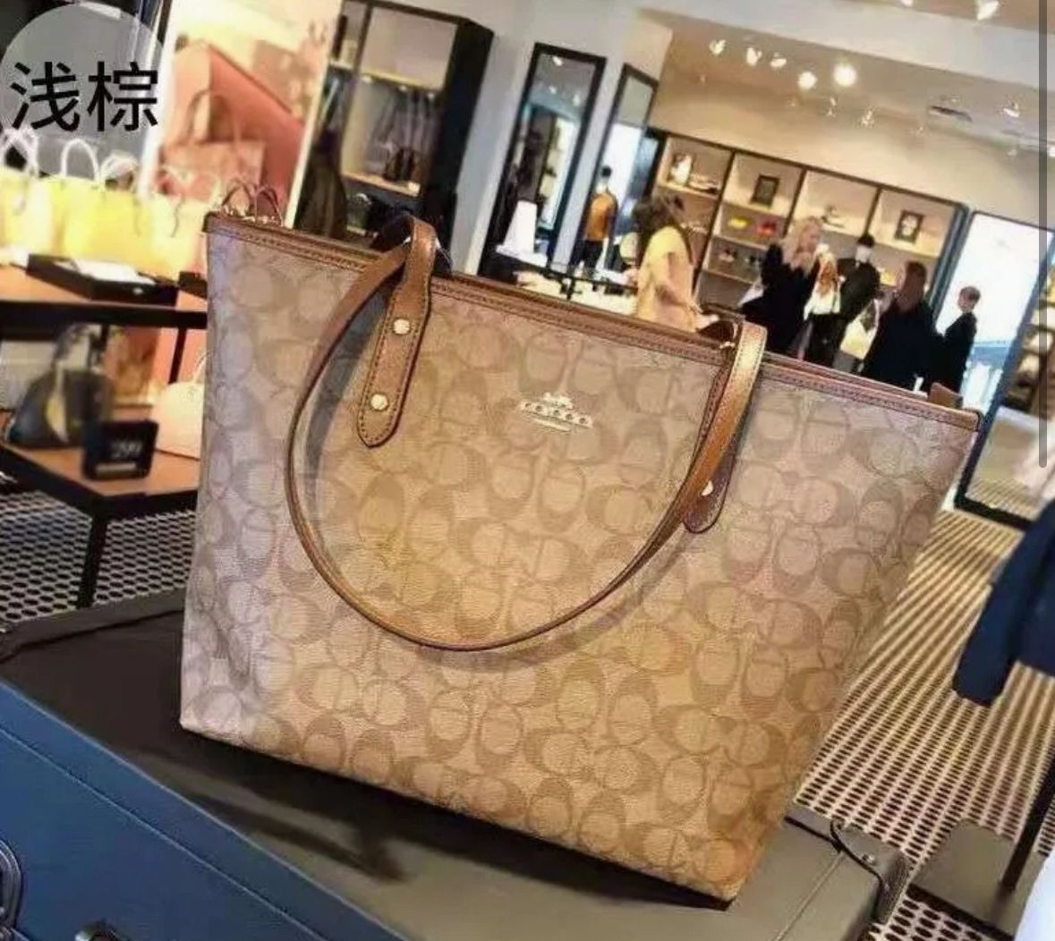 C-O-A-C-H CITY TOTE BAG IN SIGNATURE CANVAS – Women Bag (Beige)