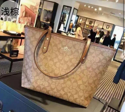 C-O-A-C-H CITY TOTE BAG IN SIGNATURE CANVAS – Women Bag (Beige)