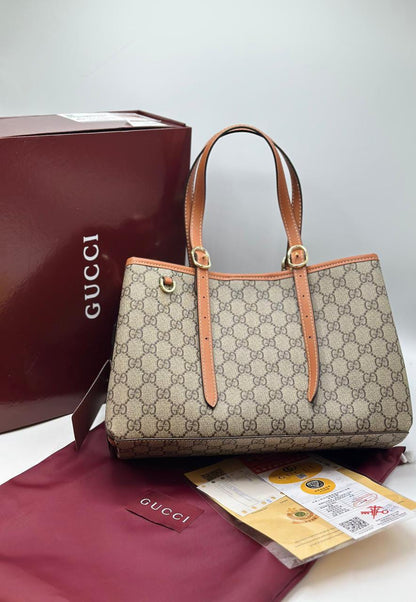 G-U-C-C-I Emblem Medium Tote Bag – Premium Women Tote Bag (Beige)