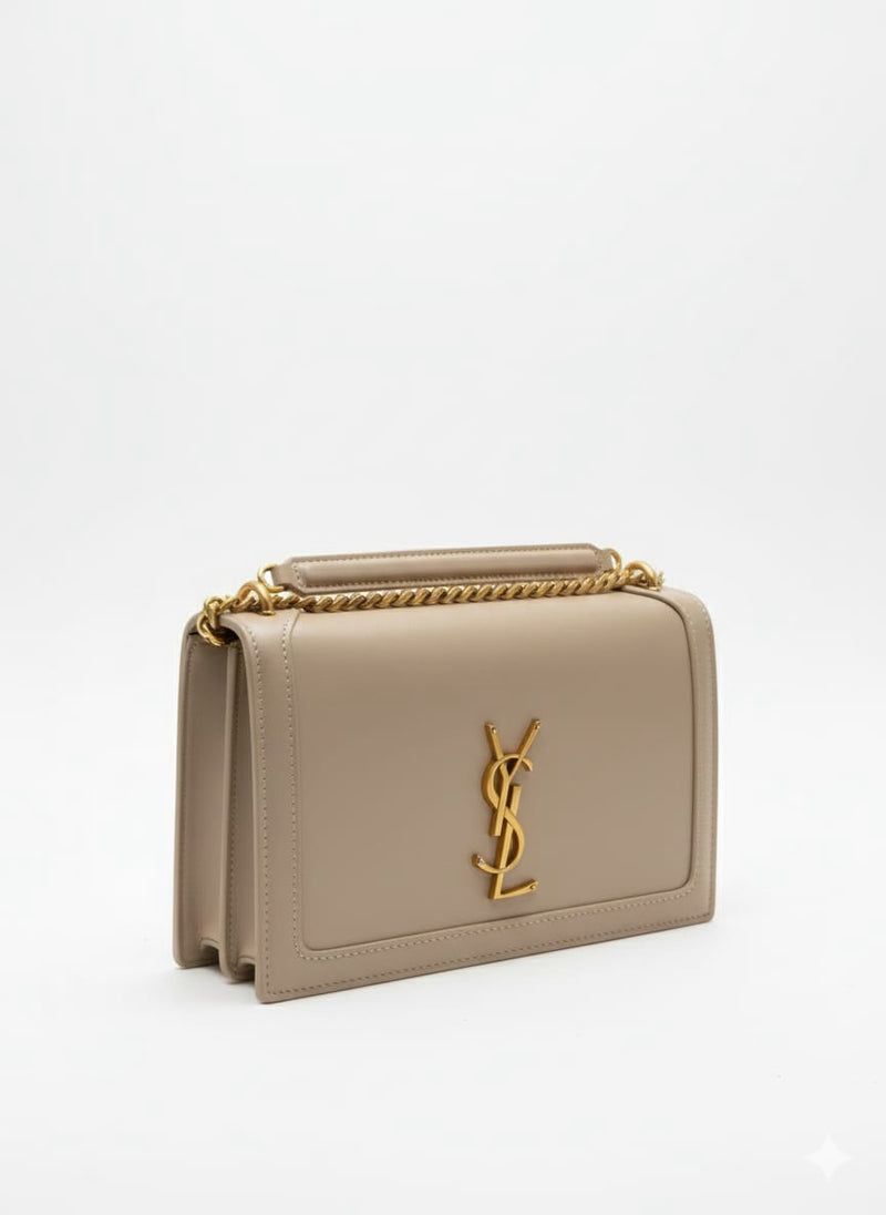 S-A-I-N-T L-A-U-R-E-N-T Sunset Medium Bag – Smooth Leather Women Shoulder Bag (Beige)