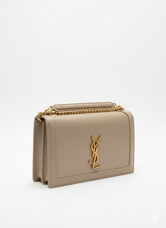 S-A-I-N-T L-A-U-R-E-N-T Sunset Medium Bag – Smooth Leather Women Shoulder Bag (Beige)