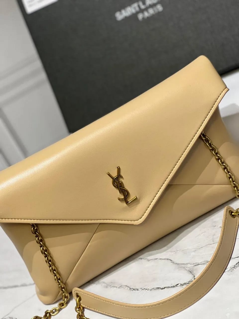 S-A-I-N-T L-A-U-R-E-N-T Cassandre Mini Leather Crossbody Bag – Luxury Women Bag (Beige)
