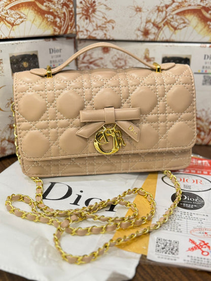 D-I-O-R My Dior Mini Bag – Elegant Luxury Women Bag with Removable Chain (Beige)